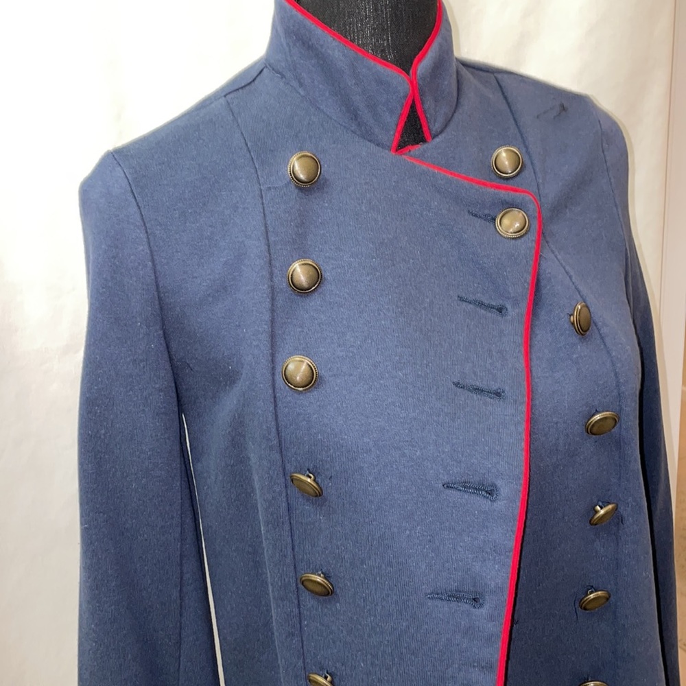 NWOT Military Jacket fitted blue with red piping - black cuffs stretchy …